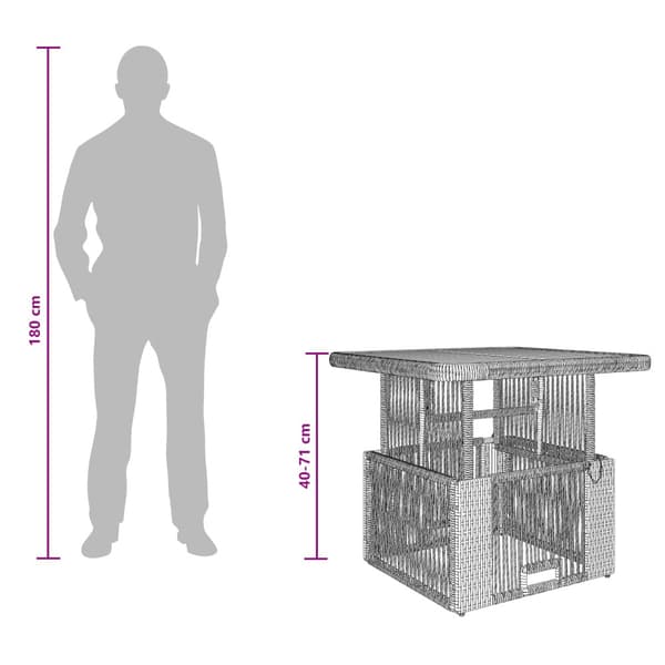 Trädgårdsmöbelset med kudde 3 pcs Grå och mörkgrå konstrotting