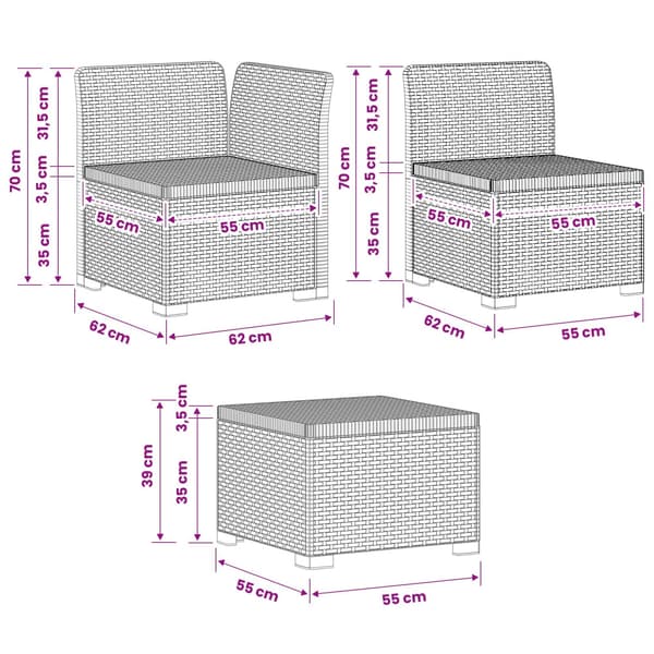 4-sits Trädgårdsoffa Rattan Look PP Brun