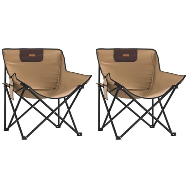 Campingstolar med ficka fällbar 2 st brun