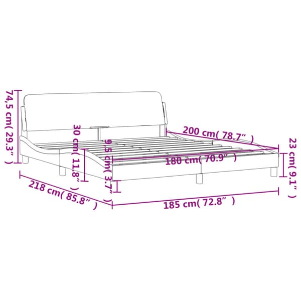 Bed Frame "Dover" Dark Grey 180x200 cm Fabric