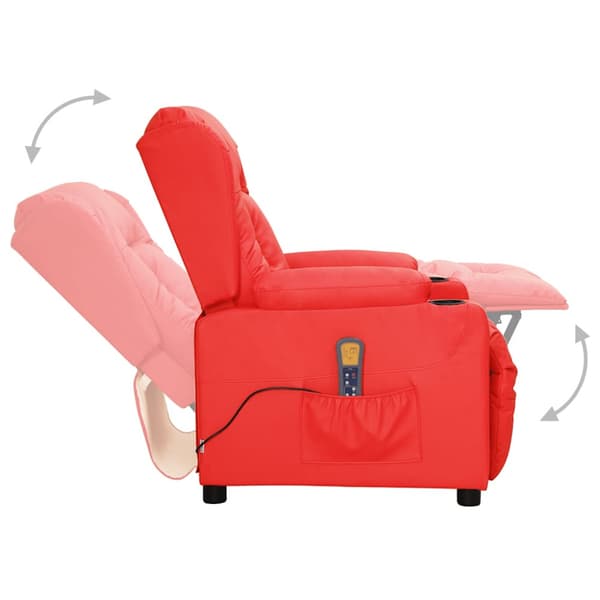 Massagefåtölj röd konstläder