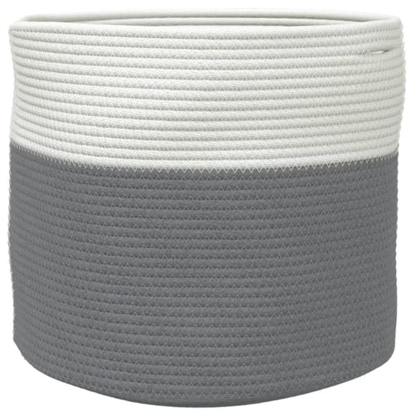 Förvaringskorg grå och vit Ø40x35 cm bomull