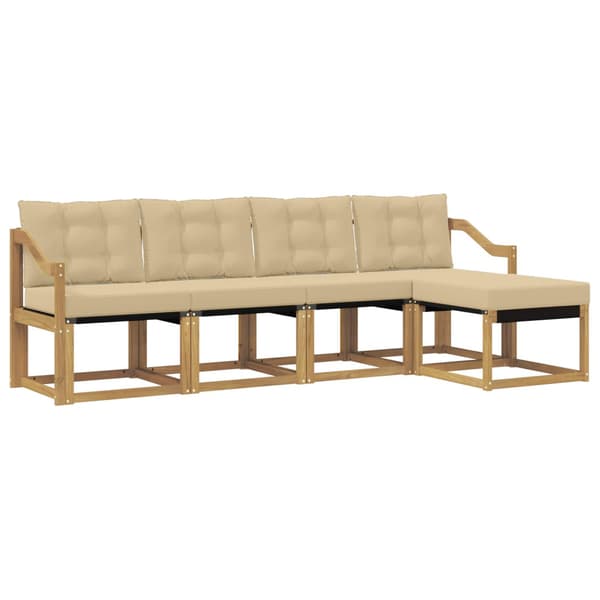 Utomhussoffset med kudde 5 pcs Vit och Beige