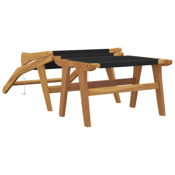 Trädgårdsstol med fotstöd massiv teak och polyester