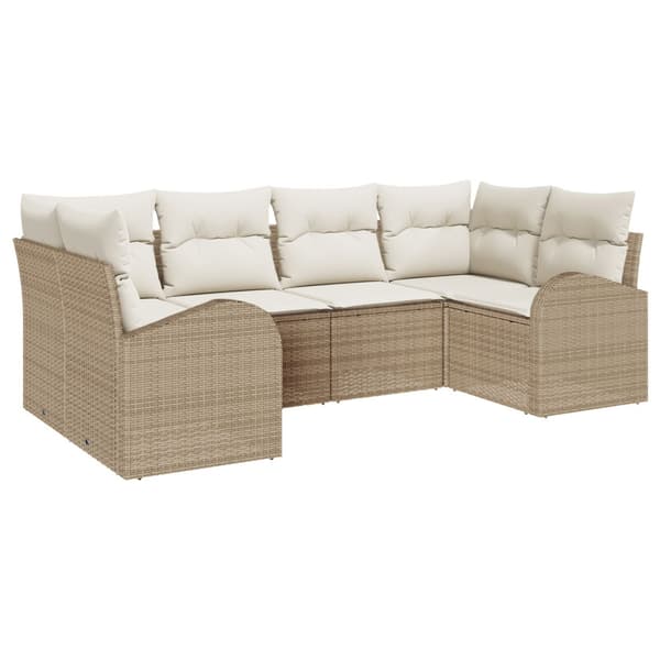 Trädgårdsoffset 6 st Beige [Syntetisk]: Poly Rattan