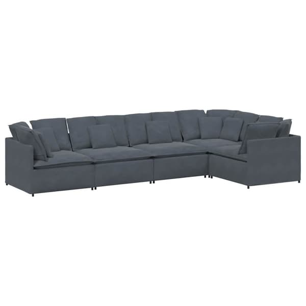Modulsoffa med dynor sammet mörkgrå