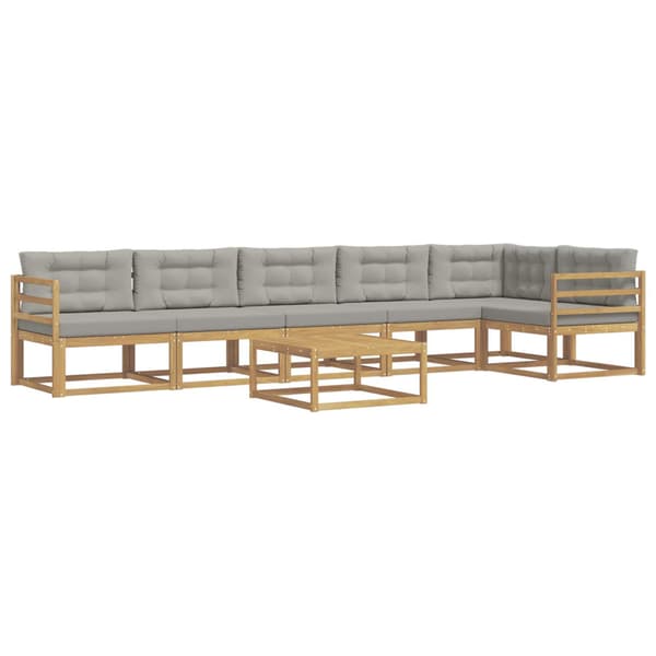 Utomhussoffset 7 pcs Vit och ljusgrå 79 x 79 x 37 cm Polyester