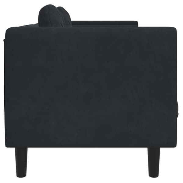 Soffa med kuddar 3-sits svart sammet