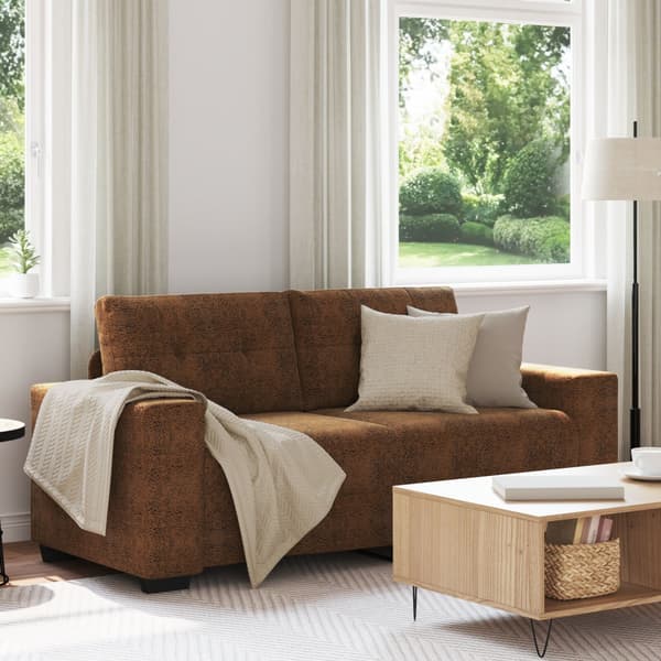 Tvåsitssoffa Brun 180 cm Faux Mockaläder