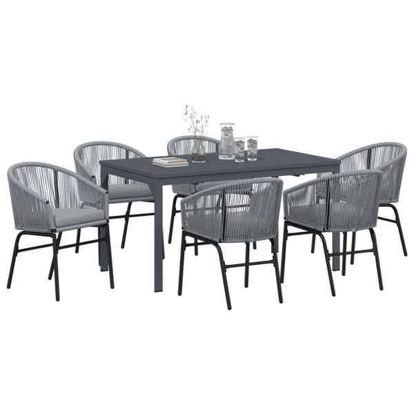 Trädgårdsmöbelset 7 pcs Grå konstrotting