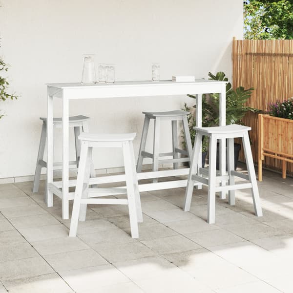 Trädgårds Bar Set 4 pcs Vit HDPE