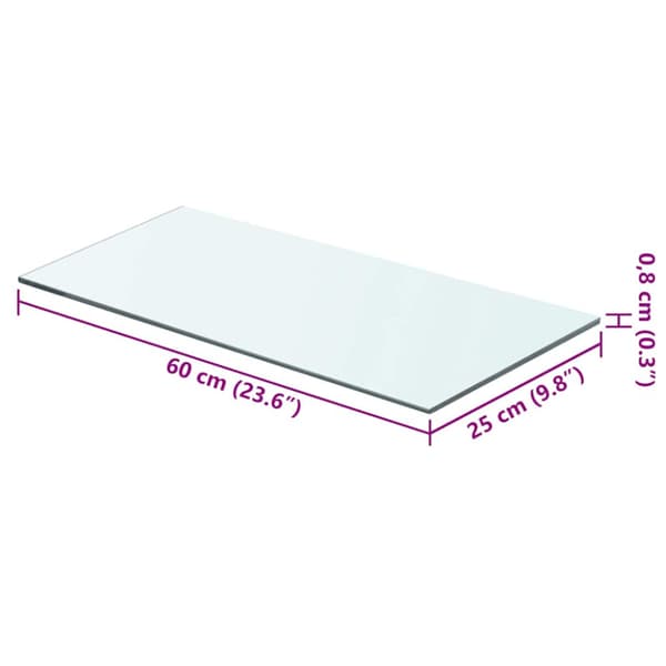 Hyllplan 2 st glas genomskinlig 60x25 cm