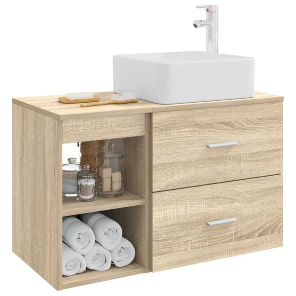 Badrumsmöbelset 2 pcs Sonoma-ek Konstruerat trä