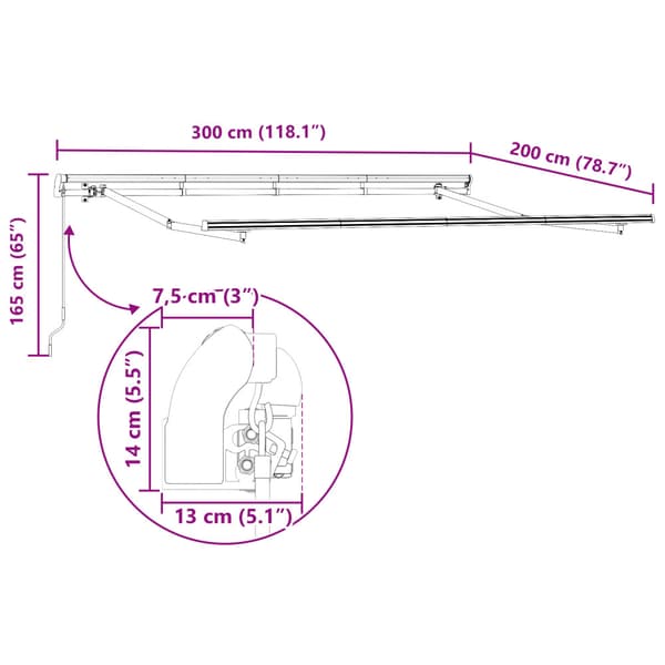 Markisram Antracit 3 x 2 m Metall