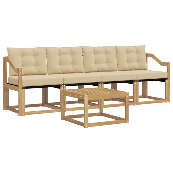Utomhussoffset med kudde 5 pcs Vit och Beige