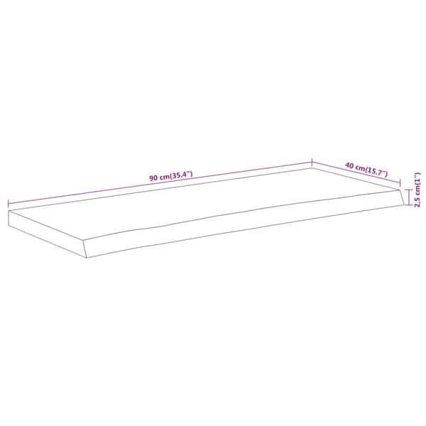 Bordsskiva 90x40x2,5 cm rektangulär massiv akacia rustik kant