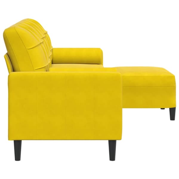 3-sitssoffa med fotpall gul 210 cm sammet