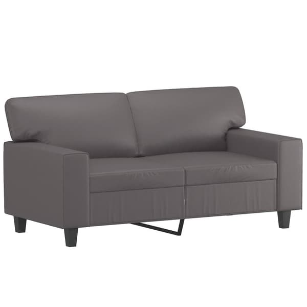 2-sits soffa med prydnadskuddar grå 120 cm konstläder