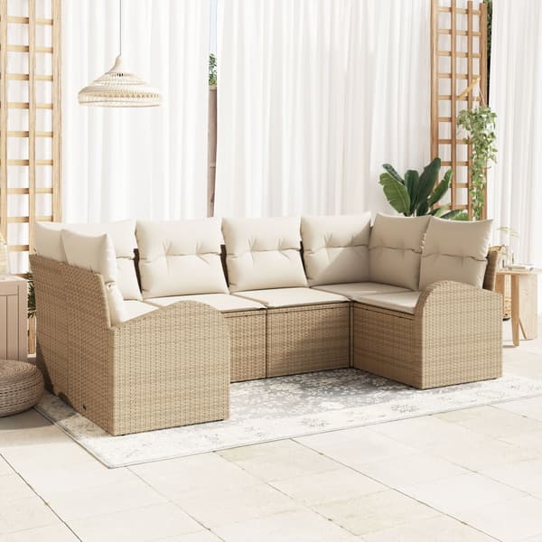 Trädgårdsoffset 6 st Beige [Syntetisk]: Poly Rattan