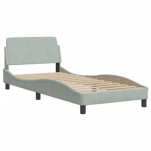 Bed Frame "Dover" Light Grey 90x200 cm Velvet