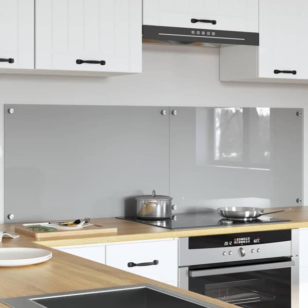 Köksskydd 2 pcs Ljusgrå 80 x 50 cm härdat glas