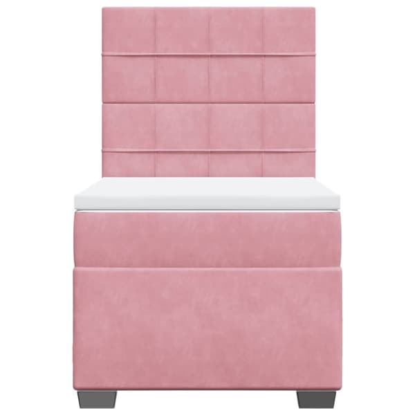 Ramsäng med madrass rosa 90x200 cm sammet