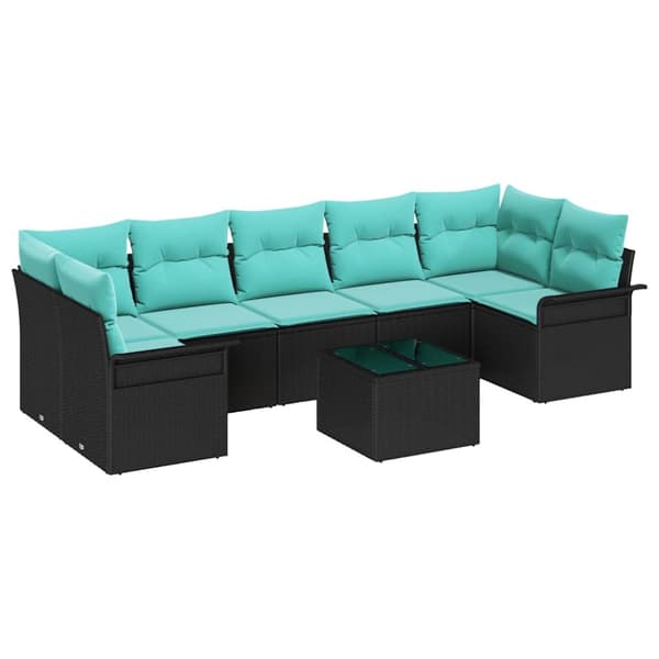 Trädgårdsoffset 8 pcs Svart Poly rattan
