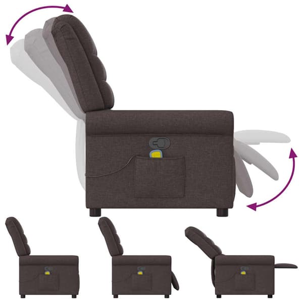 Massagefåtölj mörkbrun tyg