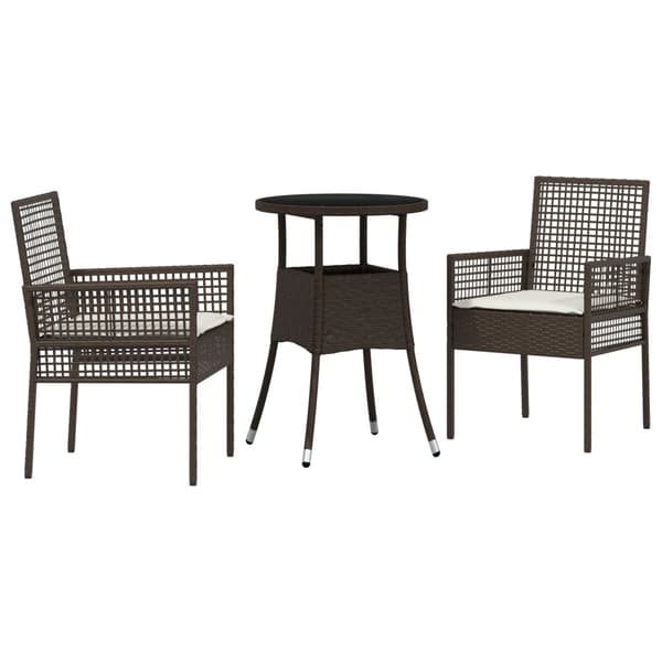 Trädgårdsmöbelset 3 pcs Brun konstrotting