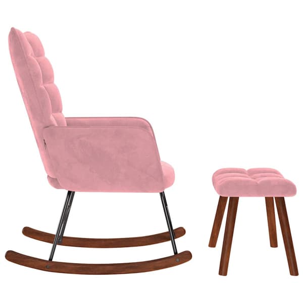 Gungstol med pall rosa sammet