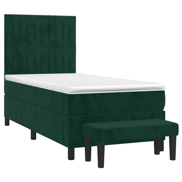 Ramsäng med madrass mörkgrön 90x190 cm sammet