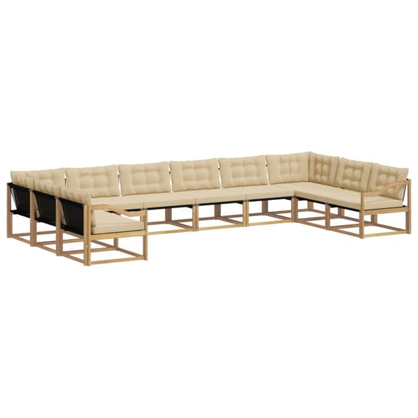 Utomhussoffset med kudde 10 pcs Vit och Beige