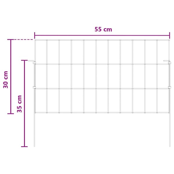 Trädgårdsstängsel med pålar 48 pcs 55 x 30 cm Mesh Silver