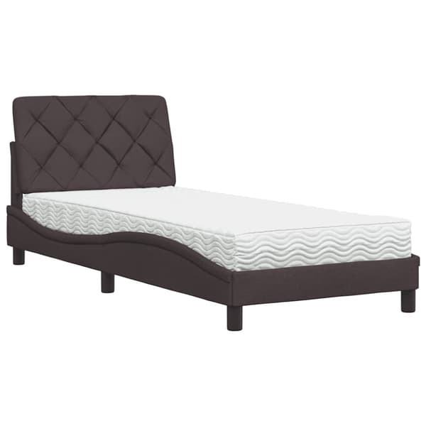 Bed with Mattress Dark Brown 80x200 cm Fabric