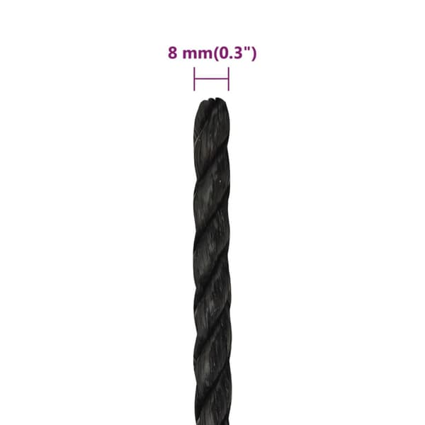 Rep svart 8 mm 50 m polypropylen