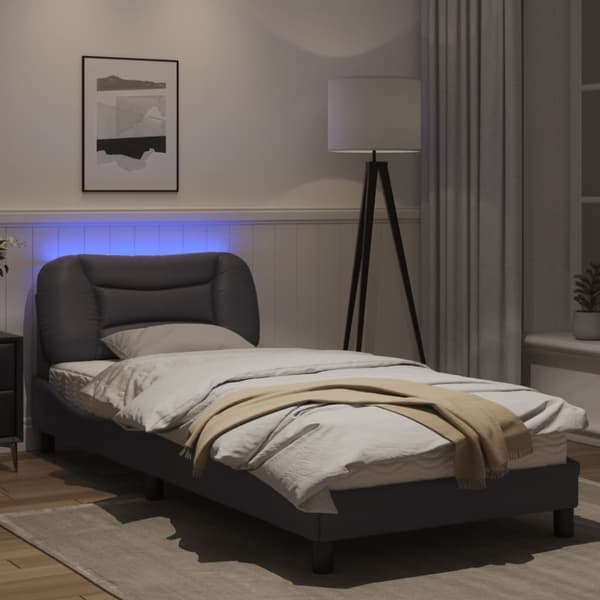 Bed Frame with LED without Mattress "Hvar" Grey 80x200 cm
