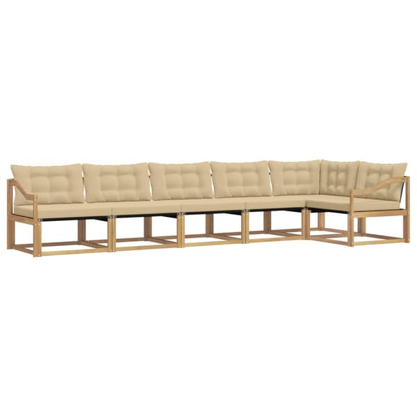 Utomhussoffset med kudde 6 pcs Vit och Beige