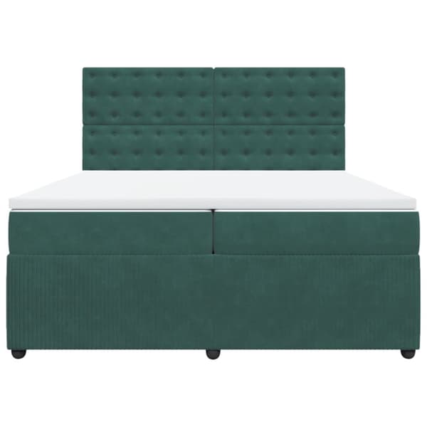 Ramsäng med madrass mörkgrön 200x200 cm sammet