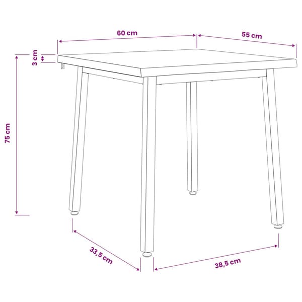 60 x 55 x 75 cm Massivt Akaciaträ Mörkbrun och Vit Rektangulär