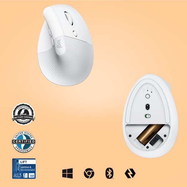 Logitech Lift datormöss högerhand Trådlös RF + Bluetooth Optisk 4000 DPI
