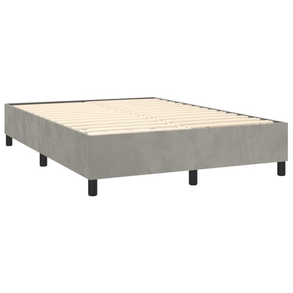 Ramsäng med madrass & LED ljusgrå 140x200 cm sammet