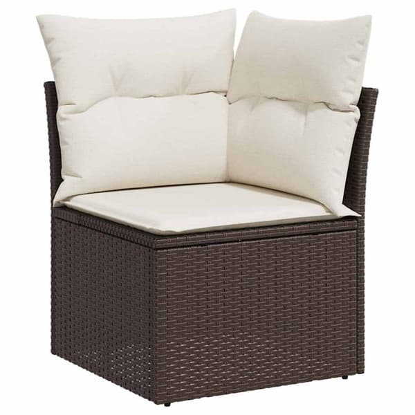 Trädgårdsoffset med kudde 8 pcs Brun Poly rattan