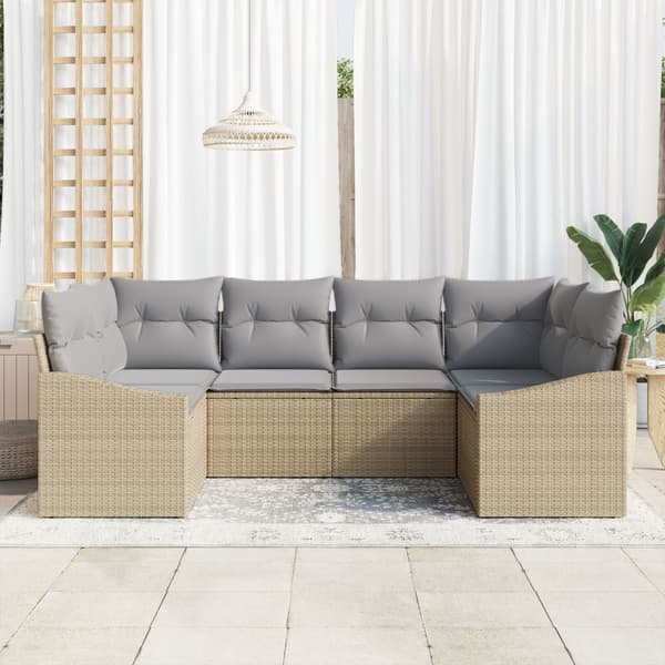 Soffset med kudde 6 pcs Beige konstrotting