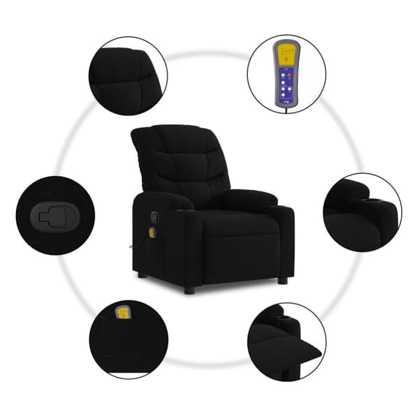 Massagefåtölj svart tyg