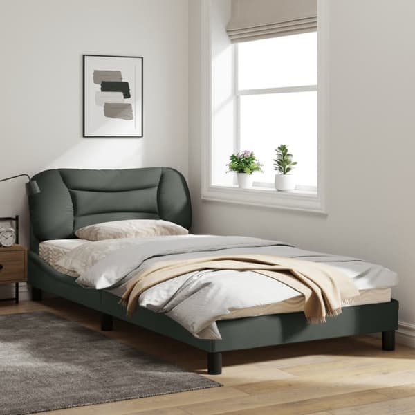 Bed Frame without Mattress "Hvar" Dark Grey 100x200 cm Fabric