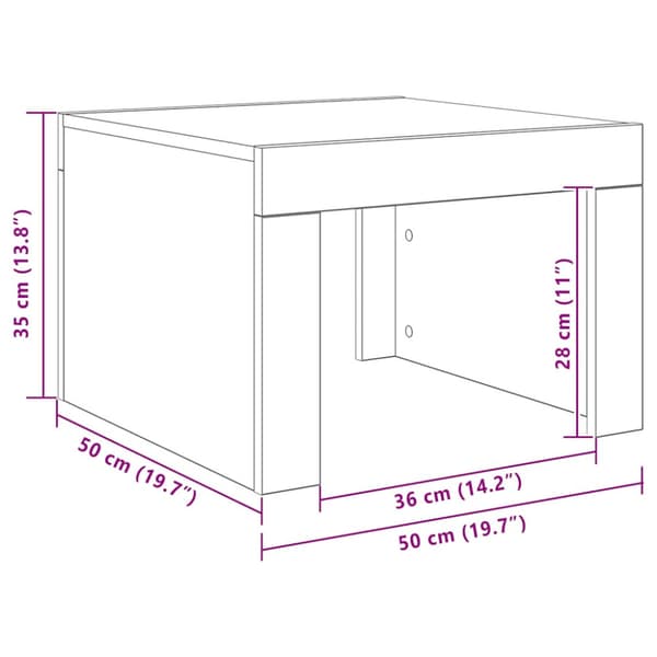 Soffbord vit 50x50x35 cm konstruerat trä