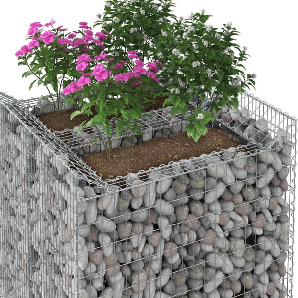 Gabion upphöjd säng 2 pcs Silver