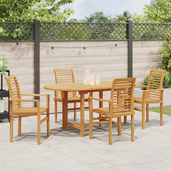 Trädgårdsmöbelset 5 pcs Brun Massivt teakträ
