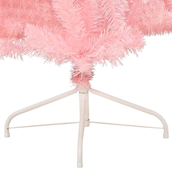 Halv plastgran med stativ rosa 150 cm PVC