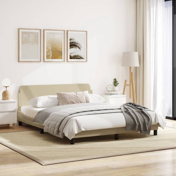 Bed Frame "Dover" Cream 160x200 cm Fabric